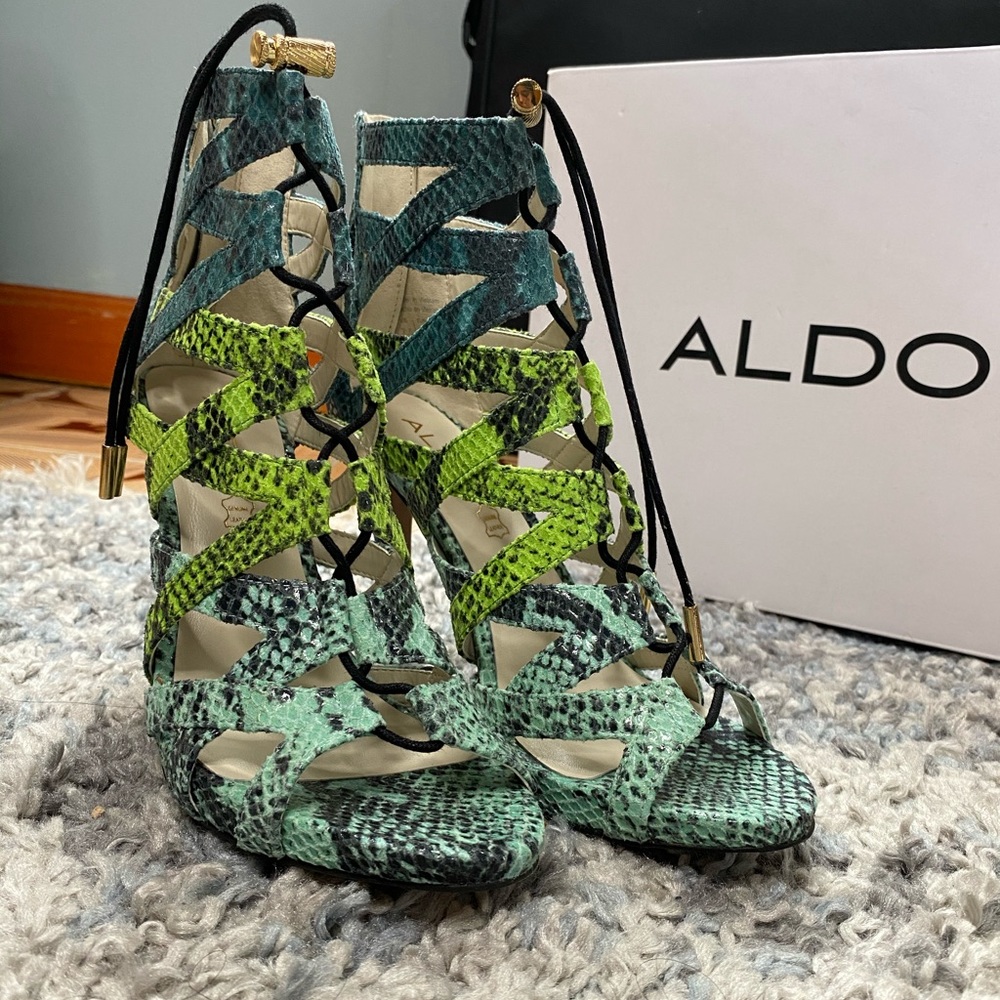 Aldo Shoes | Ramiya-49 Khaki/Teal Heels